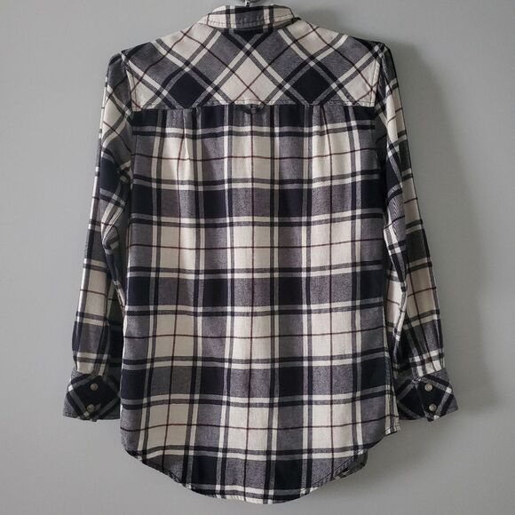 Aritzia Tna Cream/Black Combo Soft Flannel Button-down Shirt Size XS - Picture 4 of 5